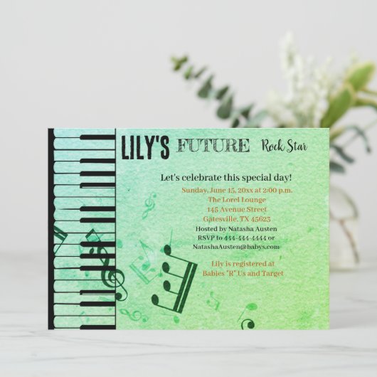 Future Rock Star Baby shower Uitnodiging (Staand voorkant)