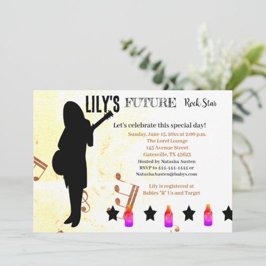 Future Rock Star Baby shower Uitnodiging (Staand voorkant)