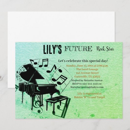 Future Rock Star Baby shower Uitnodiging (Voorkant / Achterkant)