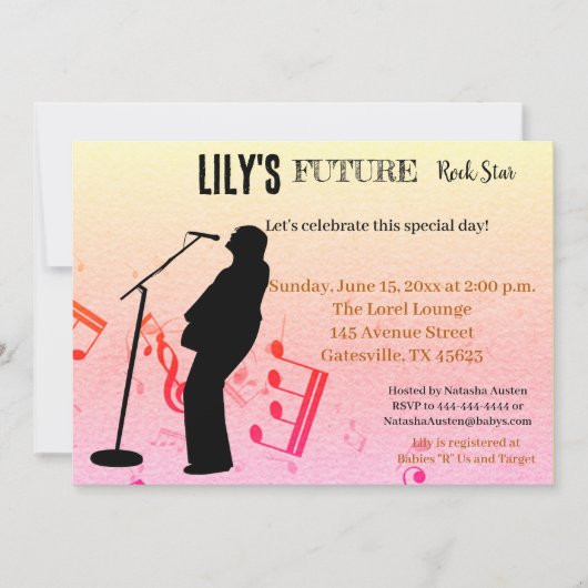 Future Rock Star Baby shower Uitnodiging (Voorkant)