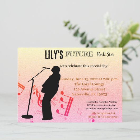 Future Rock Star Baby shower Uitnodiging (Staand voorkant)