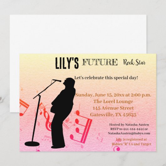 Future Rock Star Baby shower Uitnodiging (Voorkant / Achterkant)