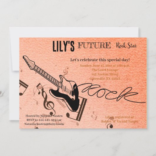 Future Rock Star Baby shower Uitnodiging (Voorkant)