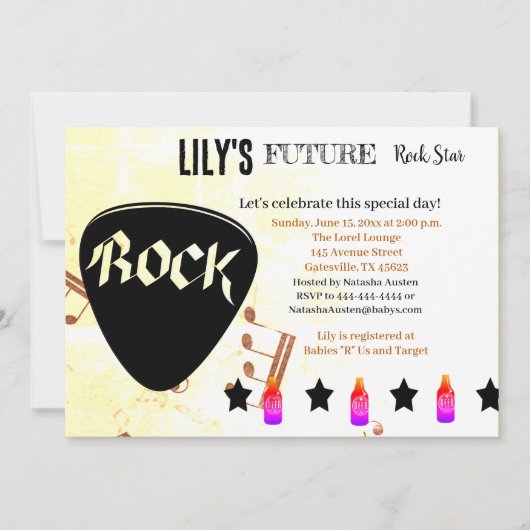 Future Rock Star Baby shower Uitnodiging (Voorkant)