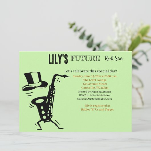 Future Rock Star Baby shower Uitnodiging (Staand voorkant)