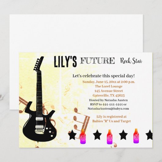Future Rock Star Baby shower Uitnodiging (Voorkant / Achterkant)