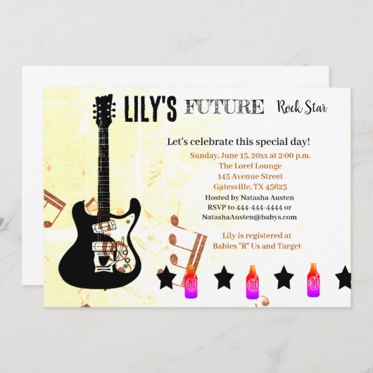 Future Rock Star Baby shower Uitnodiging (Voorkant / Achterkant)
