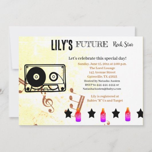 Future Rock Star Baby shower Uitnodiging (Voorkant)