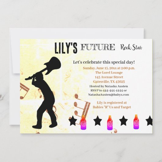 Future Rock Star Baby shower Uitnodiging (Voorkant)