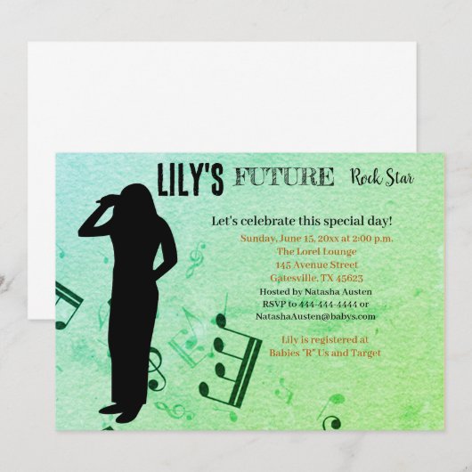 Future Rock Star Baby shower Uitnodiging (Voorkant / Achterkant)