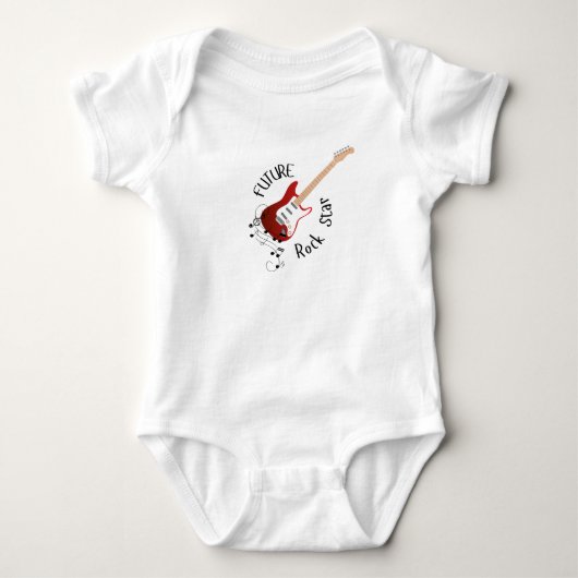 "Future Rock Star" Red Music Lovers Baby One Piece Romper (Voorkant)