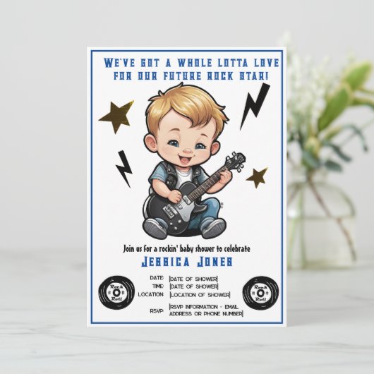 Future Rock Star Rock N Roll Lotta Love Baby Boy Kaart (Staand voorkant)