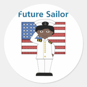 Future Sailor Boy African American Ronde Sticker