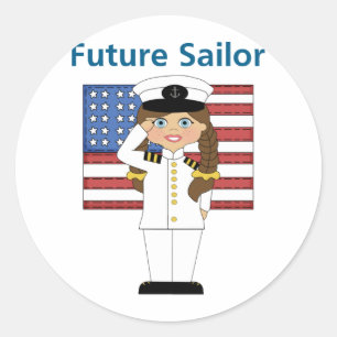 Future Sailor Girl Dark Hair Ronde Sticker