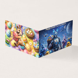 Future sci-fi cyber bunny Easter Kaart