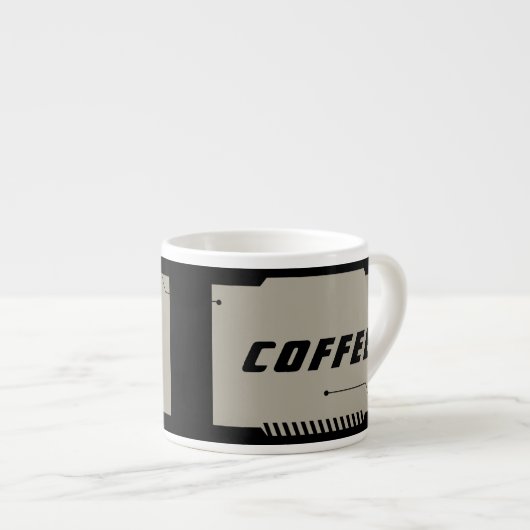 Future SciFi Space, Black Frames on Beige  Espresso Kop (Voorkant rechts)