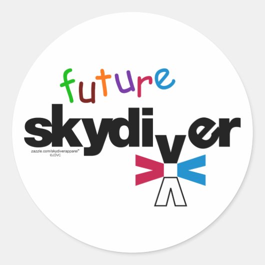 Future Skydiver Ronde Sticker (Voorkant)