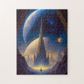 Future Space City Sci-Fi Art Jigzaag Puzzle Legpuzzel (Verticaal)
