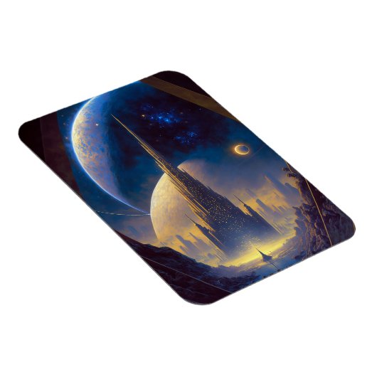 Future Space City Sci-Fi Art Magnet Magneet (Rechterzijde)