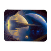 Future Space City Sci-Fi Art Magnet Magneet (Horizontaal)