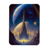 Future Space City Sci-Fi Art Magnet Magneet (Verticaal)