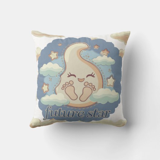 Future Star - Dromerige Baby-voetafdrukken Kussen (Achterkant)