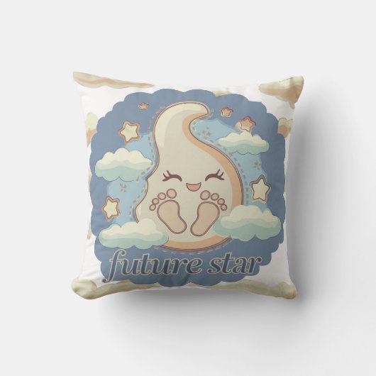 Future Star - Dromerige Baby-voetafdrukken Kussen (Voorkant)