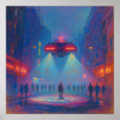 Future Street Police - Pastel schilderstijl kunst Poster (Voorkant)