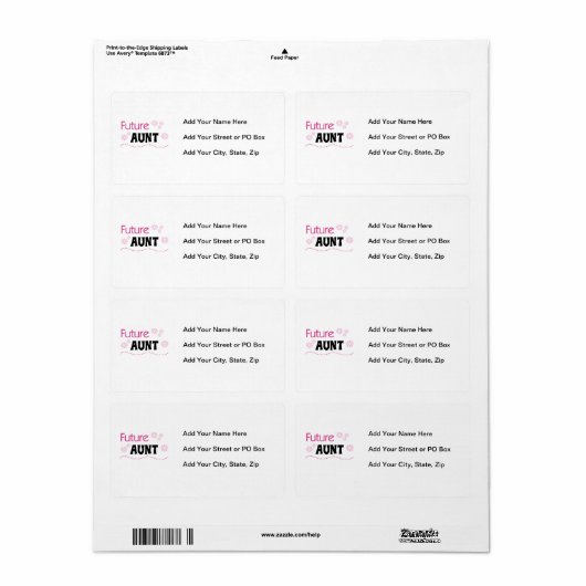 Future Tante Zwart en Roze T-shirts en geschenken Etiket (Full Sheet)