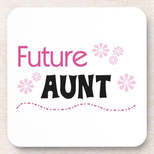 Future Tante Zwart en Roze T-shirts en geschenken Onderzetter (Voorkant)