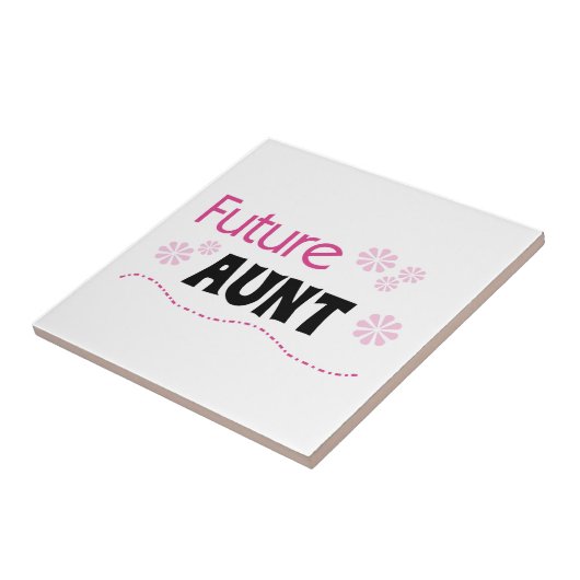 Future Tante Zwart en Roze T-shirts en geschenken Tegeltje (Zijkant)