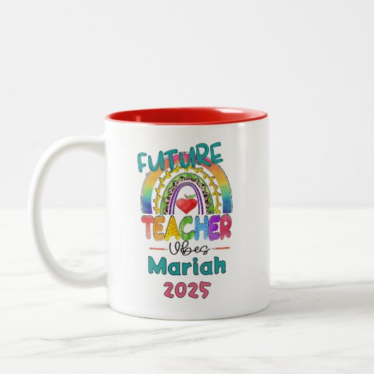 Future Teacher Personalized  Tweekleurige Koffiemok (Links)
