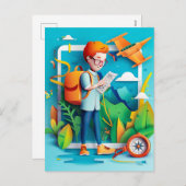 Future Travel Influencer Dream for Kids Feestdagenkaart (Voorkant / Achterkant)