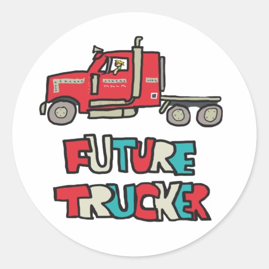 Future Trucker Ronde Sticker (Voorkant)