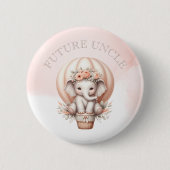 Future Uncle Baby Shower Peach Elephant Ronde Button 5,7 Cm (Voorkant)
