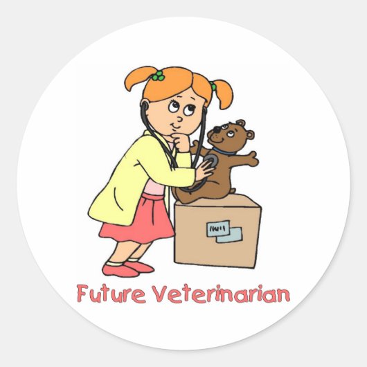 Future Vet - Little Girl Ronde Sticker (Voorkant)