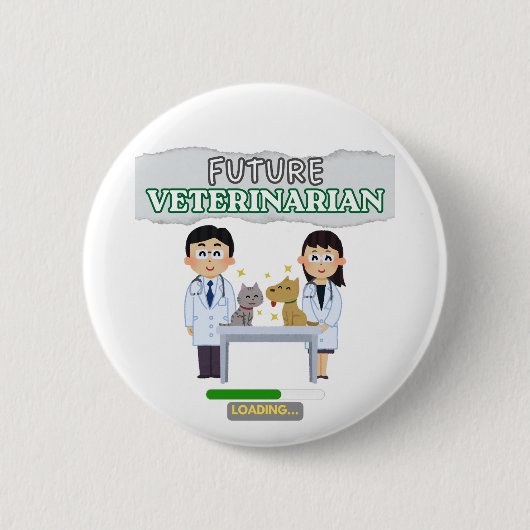 Future Veterinarian Loading – Vet Student Design Ronde Button 5,7 Cm (Voorkant)