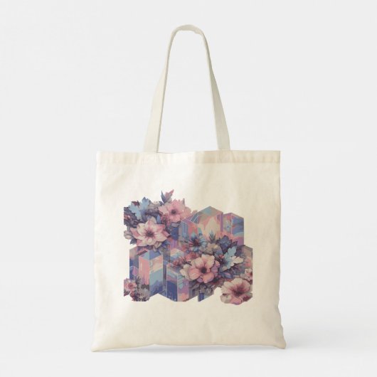 Futurisme Tinted Bloemen Design Canvas tas (Achterkant)