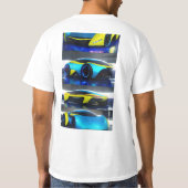 Futurismo Drive: Ultra Sci-Fi auto ontketend T-shirt (Achterkant)