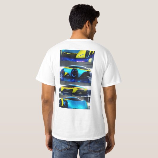 Futurismo Drive: Ultra Sci-Fi auto ontketend T-shirt (Achterkant volledig)
