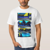Futurismo Drive: Ultra Sci-Fi auto ontketend T-shirt (Voorkant)
