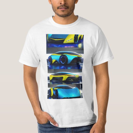 Futurismo Drive: Ultra Sci-Fi auto ontketend T-shirt (Voorkant)