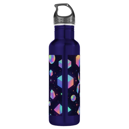 Futuristic 3D Holographic Space Water Bottle Waterfles (Achterkant)