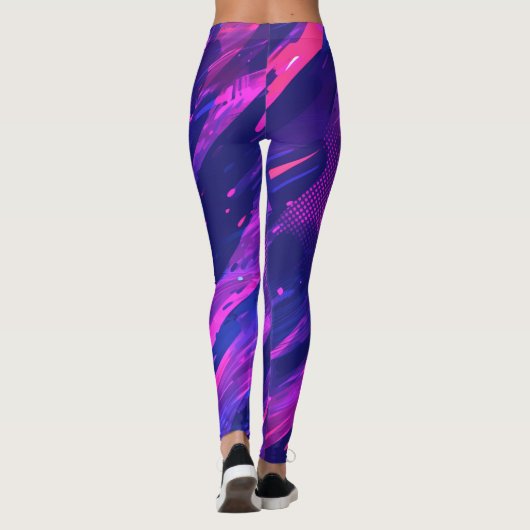 🎨 Futuristic Abstract Purple & Blue Pattern - Bol Leggings (Achterkant)