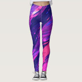🎨 Futuristic Abstract Purple & Blue Pattern - Bol Leggings (Voorkant)