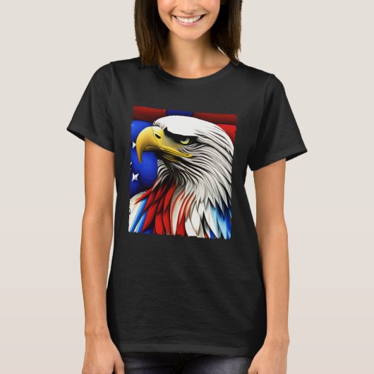 Futuristic American Bald Eagle USA Flag 4th of Jul T-shirt (Voorkant)