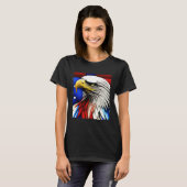Futuristic American Bald Eagle USA Flag 4th of Jul T-shirt (Voorkant volledig)