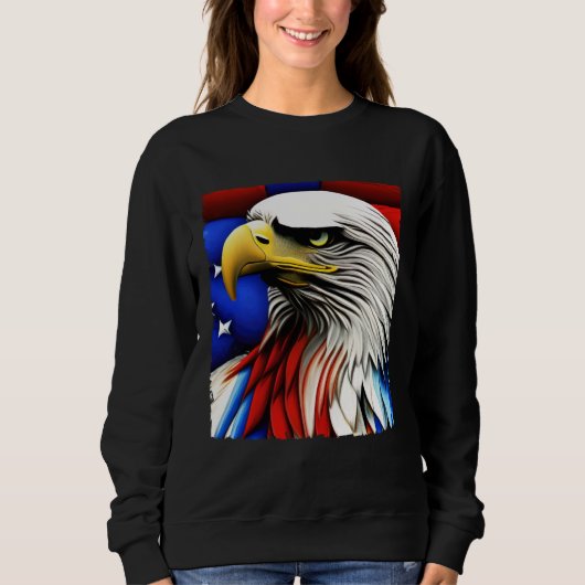 Futuristic American Bald Eagle USA Flag 4th of Jul Trui (Voorkant)