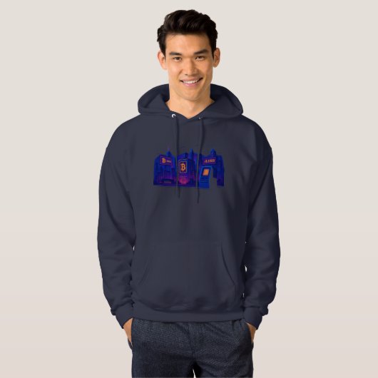 Futuristic Bitcoin City Crypto Hoodie (Voorkant volledig)