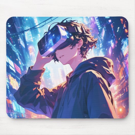 Futuristic Boy With VR - Anime Mouse Pad Muismat (Voorkant)
